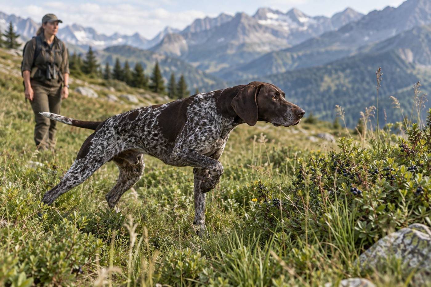 Prospection au chien d'arrêt par les équipes de la maison Instinctivement Nature